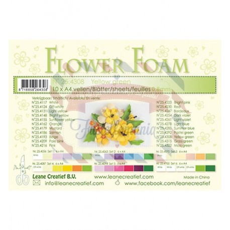 Fommy Leane Creatief per fiori 0,8 mm in fogli A4 10 pezzi colore Verde Giallo