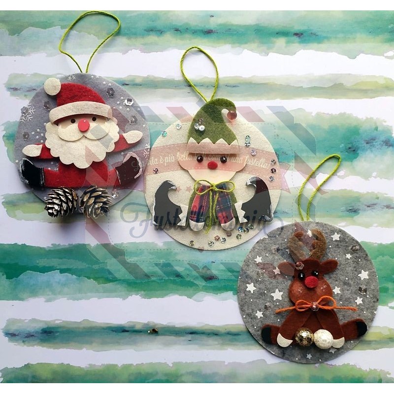 Lotto formine in feltro decorazioni Natale due misure