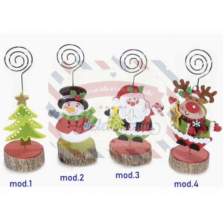 Memoclip in panno e legno con personaggio natalizio a scelta