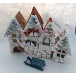Fustella XL Villaggio natalizio 3D + elementi porte e finestre