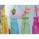 Bottiglia vetro colorato con rilievi e cannuccia Summer modello a scelta