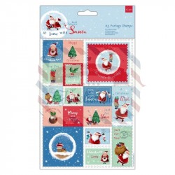 A5 POSTAGE STAMPS (32PCS) - AT HOME WITH SANTA