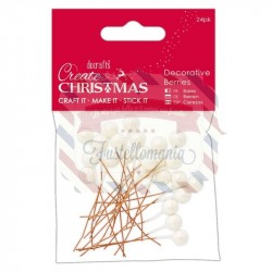 DECORATIVE BERRIES (24PK) - FROSTED WHITE