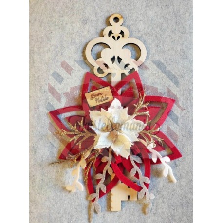 Kit fustellati Fuori porta natalizio chiave in legno con decorazioni in feltro e pannolenci