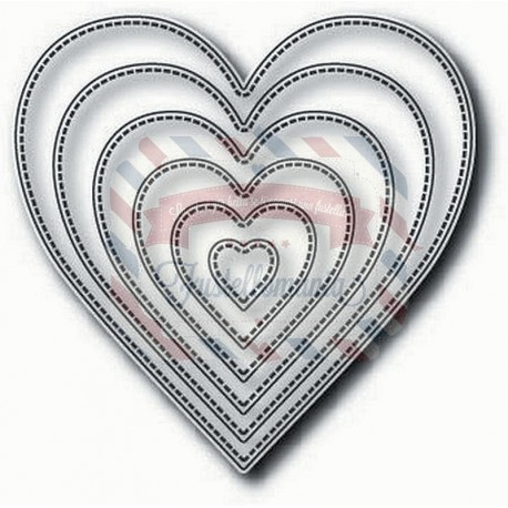 Fustella metallica Tutti Designs Nesting Stitched Hearts